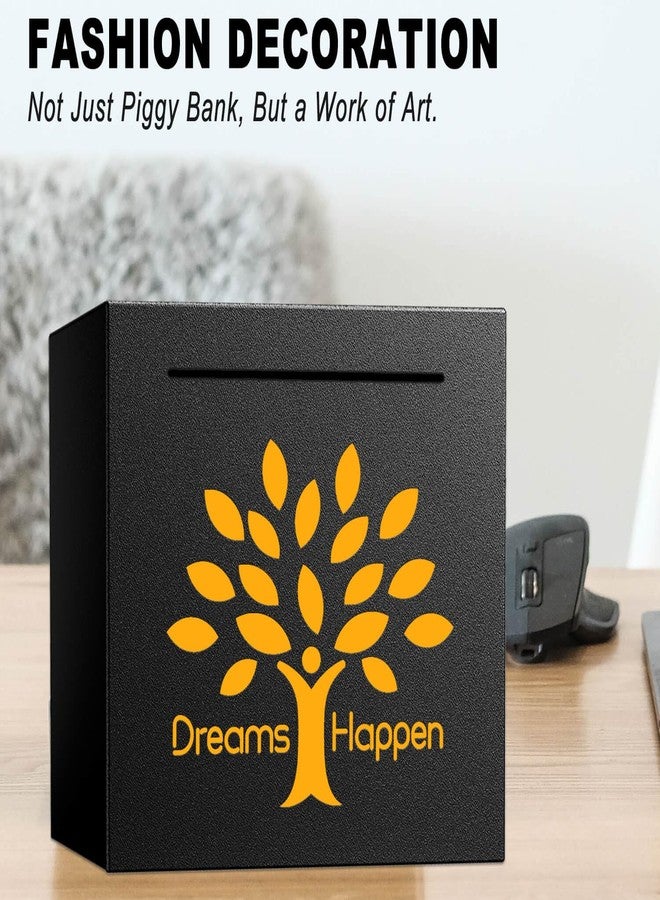 HCHANGEN Piggy Bank Must Break to Open, Stainless Steel Piggy Bank Creative Safe Bank for Real Money (Dreams Happen-Black, 4.72 inches) - Image 4